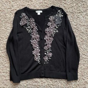 💛💛Christopher & Banks Flower & Pearl Accent Cardigan